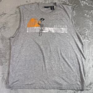 Hawaii Graphic Tank Top Mens XL Gray Surf Sleeveless Beach Shirt No Boundaries